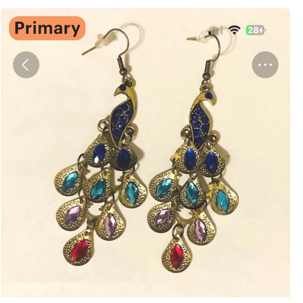 Source Unknown Multicolor Peacock Earrings
